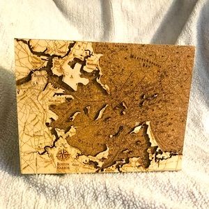 Boston Harbor Cork Map 10”L x 8”W x 2-1/2” thick by Wood Craft